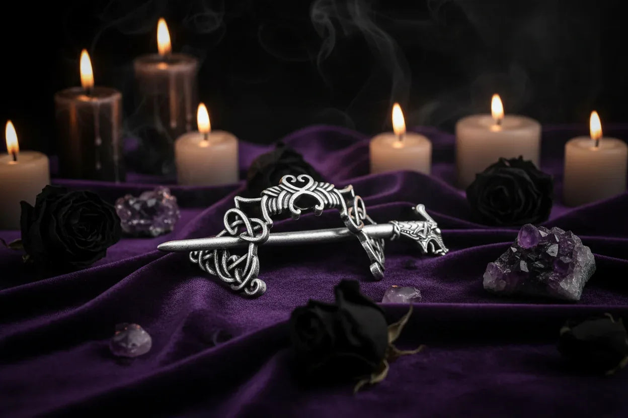Nordic Dragon Hairpin - Sorceress Sanctuary Silver
