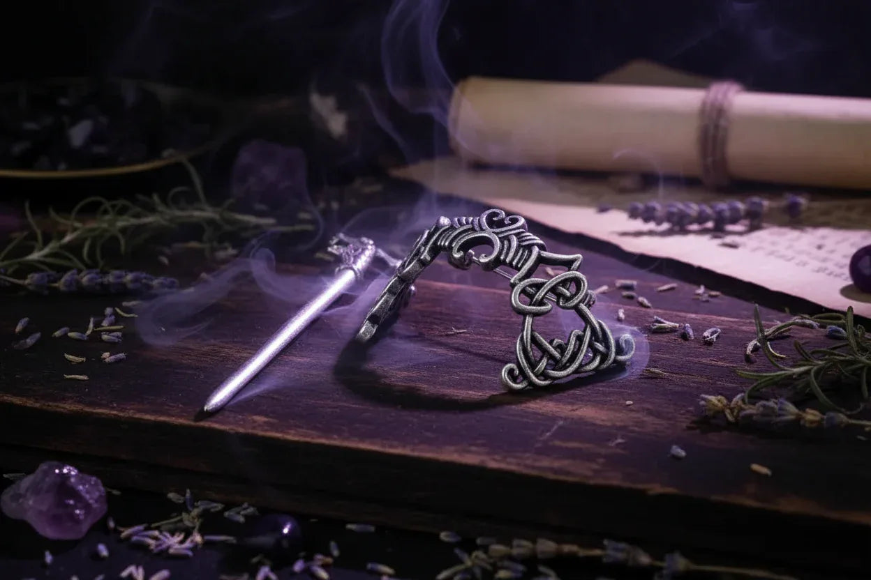 Nordic Dragon Hairpin - Sorceress Sanctuary Silver