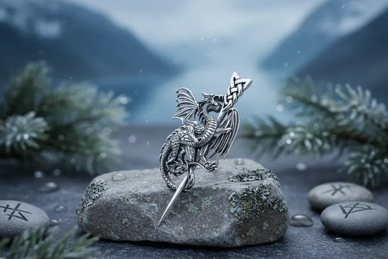 Nordic Dragon Hairpin - Sorceress Sanctuary Silver / Default-Bronze / Default