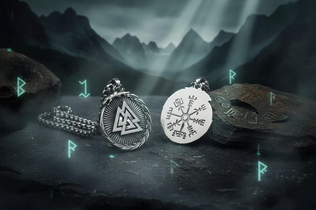 Nordic Knot Necklace - Sorceress Sanctuary Pendant + 5mm70cm black silver ring chain-Pendant + 5mm70cm black silver wheat chain-Single pendant
