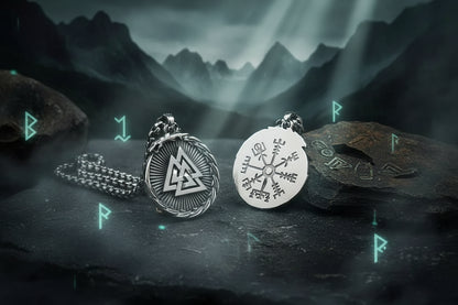 Nordic Knot Necklace - Sorceress Sanctuary Pendant + 5mm70cm black silver ring chain-Pendant + 5mm70cm black silver wheat chain-Single pendant