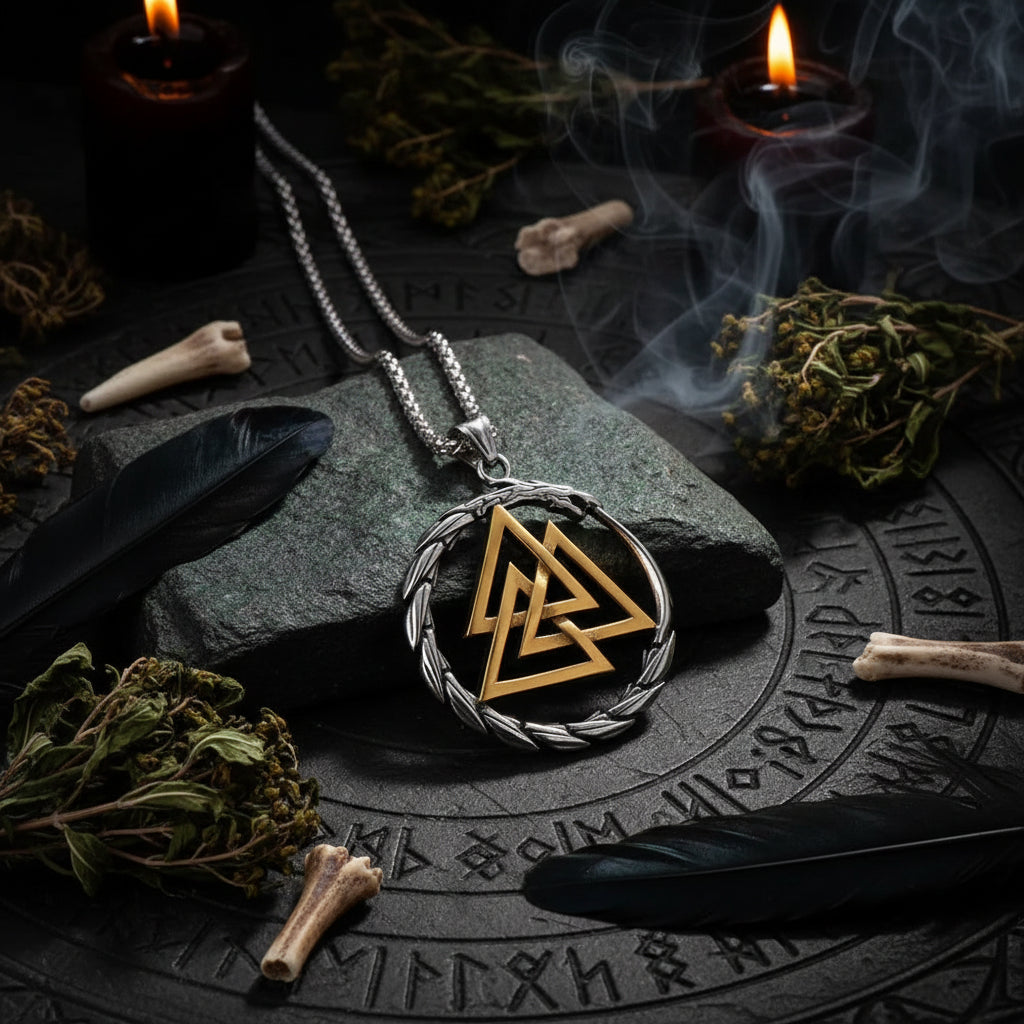 Nordic Viking Triangle Snake Rune Pendant Necklace Sorceress Sanctuary