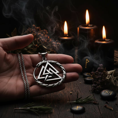 Nordic Viking Triangle Snake Rune Pendant Necklace Sorceress Sanctuary