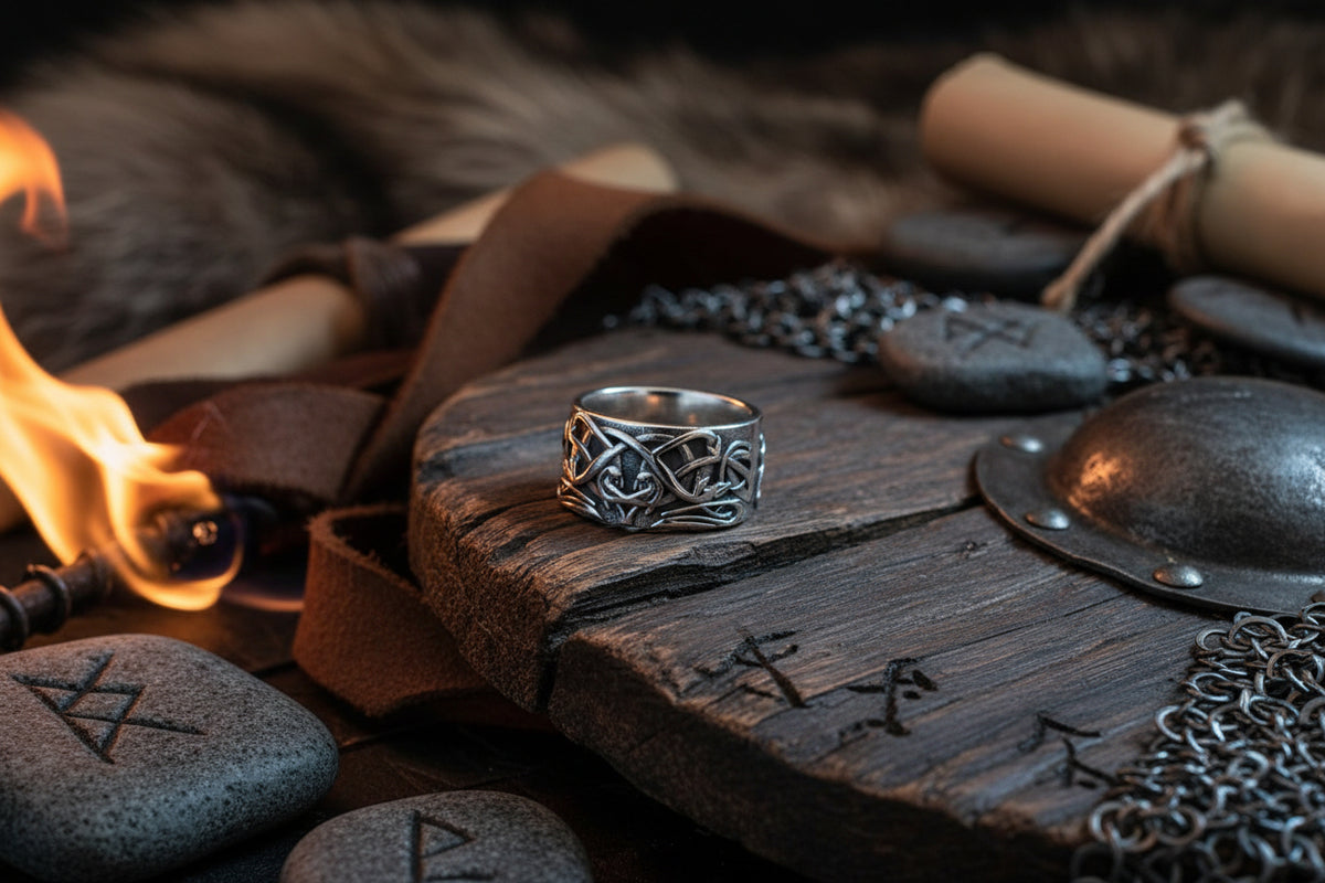 Nordic Wolf Ring - Sorceress Sanctuary Silver / Size 8-Silver / Size 9-Silver / Size 10-Silver / Size 11-Silver / Size12