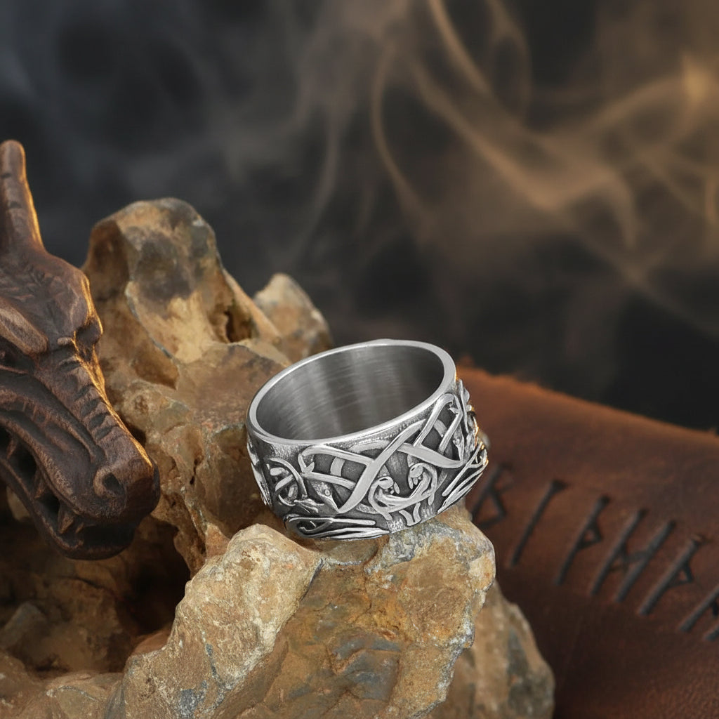 Nordic Wolf Ring - Sorceress Sanctuary Silver / Size 8-Silver / Size 9-Silver / Size 10-Silver / Size 11-Silver / Size12