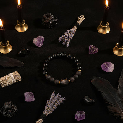 Obsidian Cat Bracelet - Sorceress Sanctuary Obsidian 8mm  
