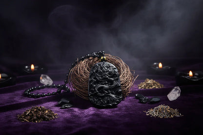 Obsidian Dragon Necklace - Sorceress Sanctuary Black Guan Gong-Black Double Pixiu-Black Single Pixiu-Black Big Belly Buddha-Black Lotus Guanyin