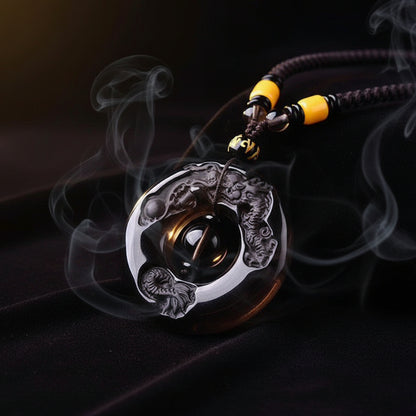 Obsidian Dragon & Phoenix Necklace - Sorceress Sanctuary Long-Phoenix  