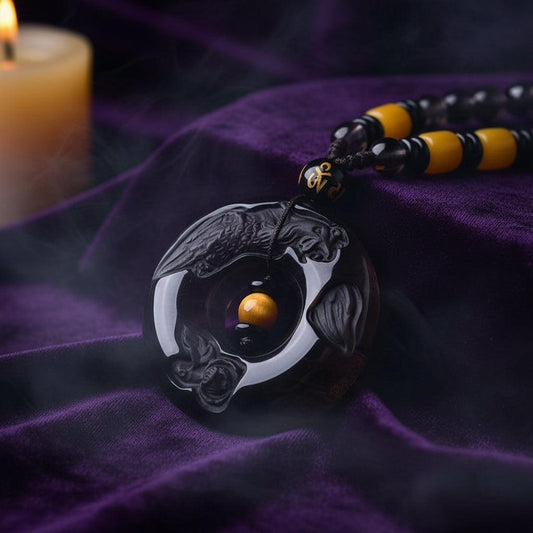Obsidian Dragon & Phoenix Necklace - Sorceress Sanctuary Long-Phoenix  