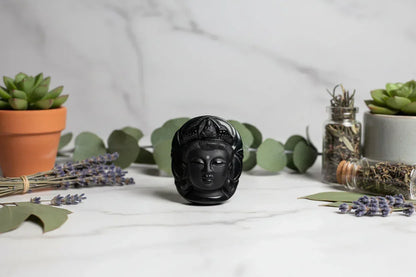 Obsidian Guanyin Necklace - Sorceress Sanctuary Pendant+rope