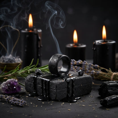 Natural Obsidian Ring for Men Sorceress Sanctuary