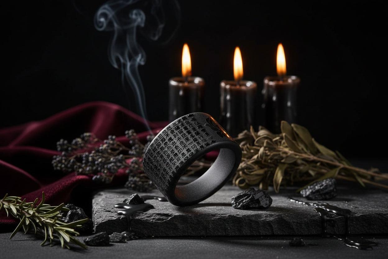Natural Obsidian Ring for Men Sorceress Sanctuary