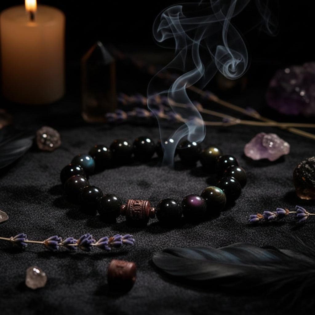Obsidian Sandalwood Bracelet - Sorceress Sanctuary 8mm-10mm  