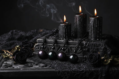 Obsidian Amulet - Sorceress Sanctuary Coffee rope / 14mm-Coffee rope / 18mm-Black rope / 18mm-Black rope / 14mm-Black rope / 16mm