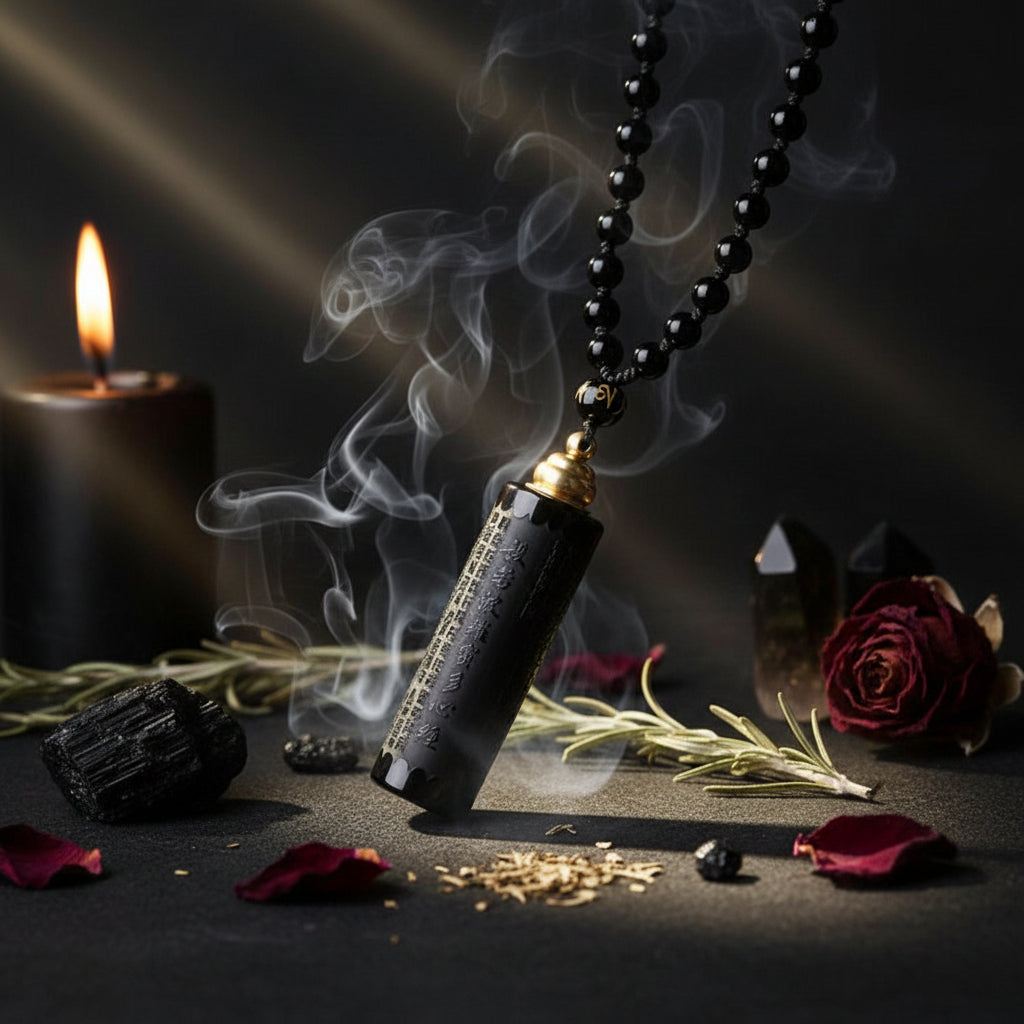 Obsidian Sutra Necklace - Sorceress Sanctuary Black  