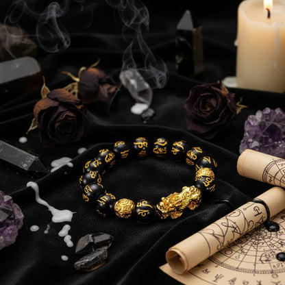 Obsidian Buddha Bead Bracelet | Wealth & Strength - Sorceress Sanctuary Thousand wild animals