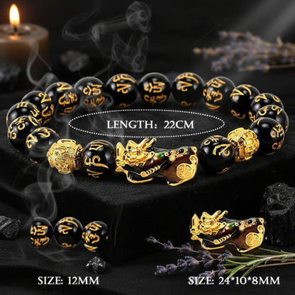 Obsidian Buddha Bead Bracelet | Wealth & Strength - Sorceress Sanctuary Thousand wild animals