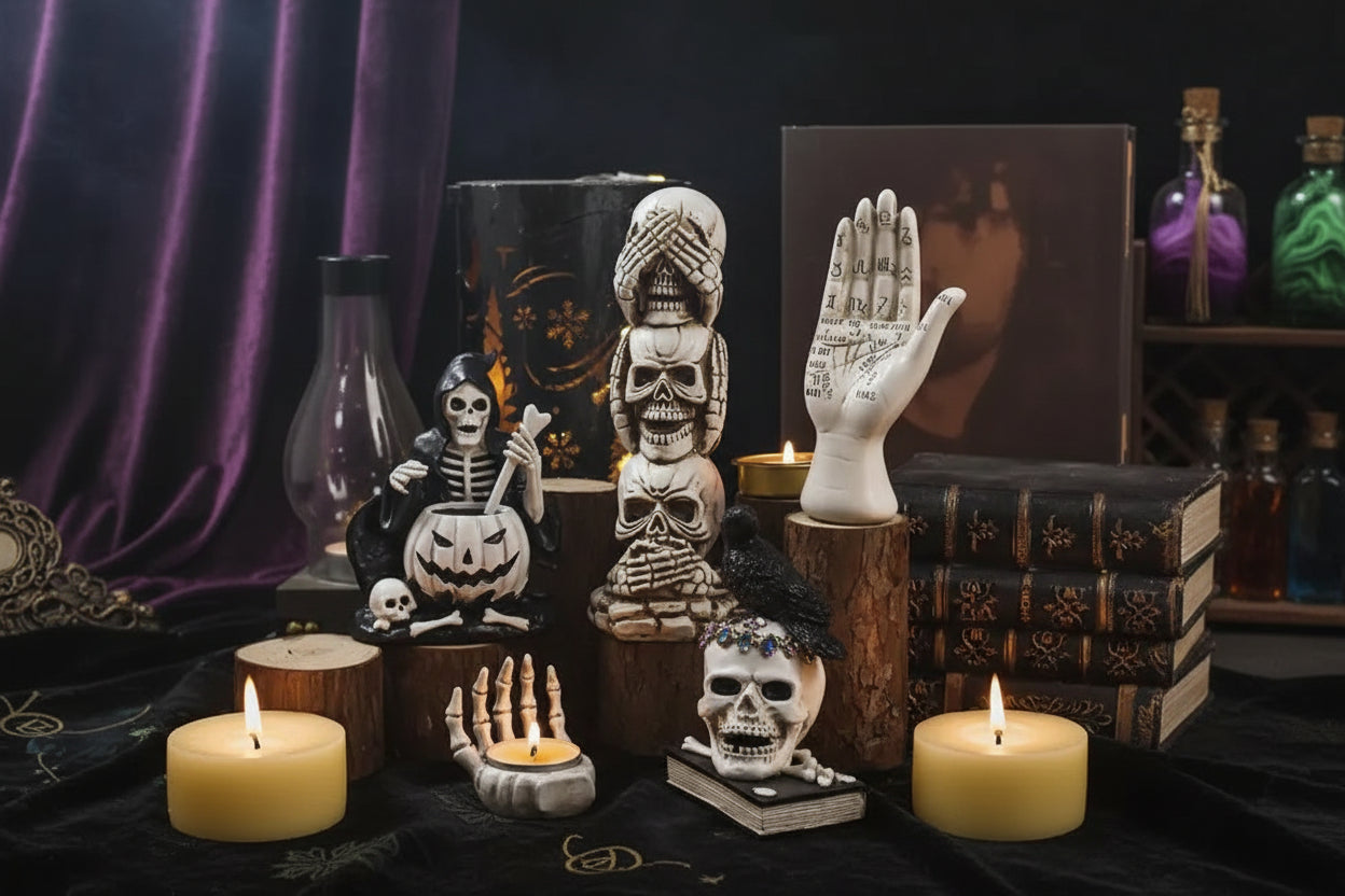 Occult Candle Holders - Sorceress Sanctuary Crow-Three No A-Three No B-Hand-Candlestick