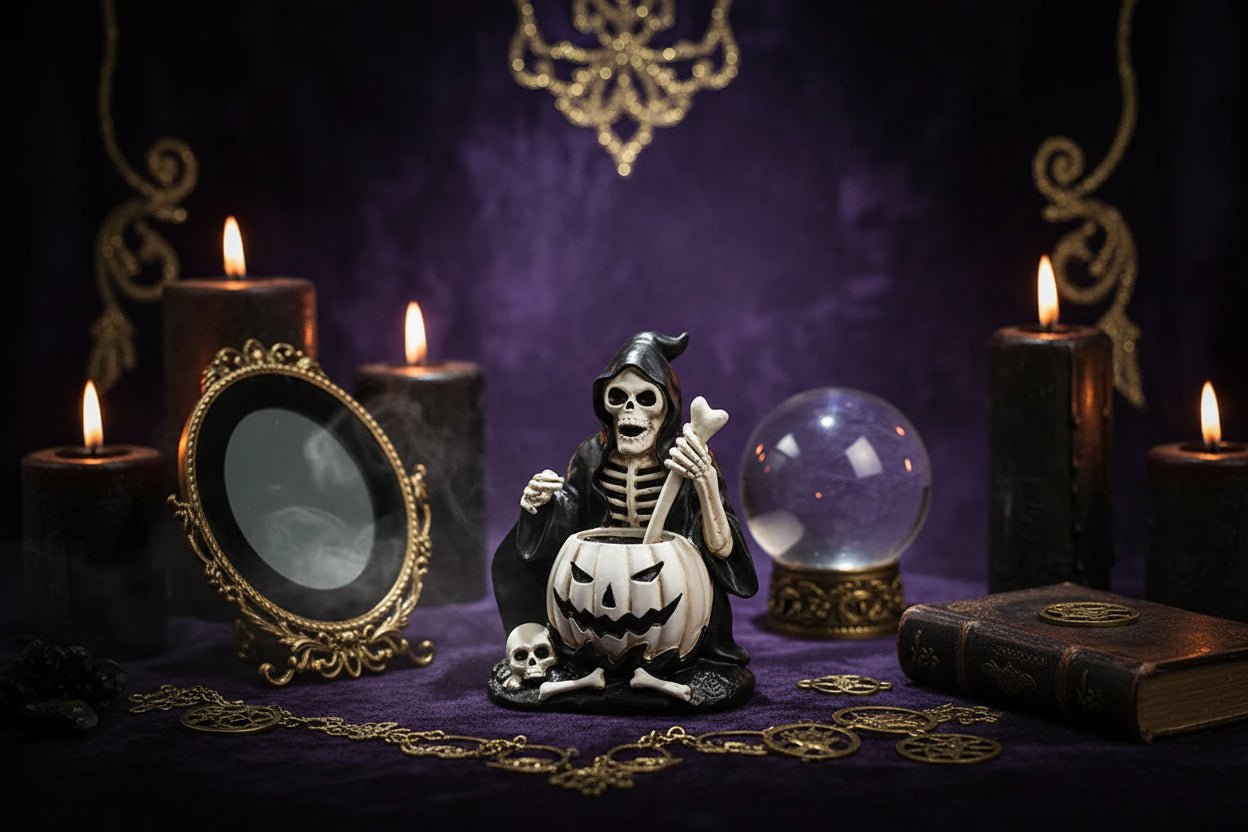 Occult Candle Holders - Sorceress Sanctuary Crow-Three No A-Three No B-Hand-Candlestick