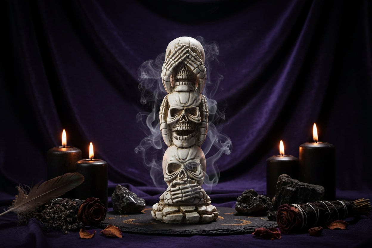 Occult Candle Holders - Sorceress Sanctuary Crow-Three No A-Three No B-Hand-Candlestick