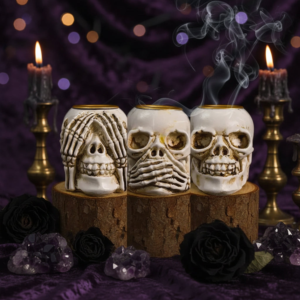 Occult Candle Holders - Sorceress Sanctuary Crow-Three No A-Three No B-Hand-Candlestick