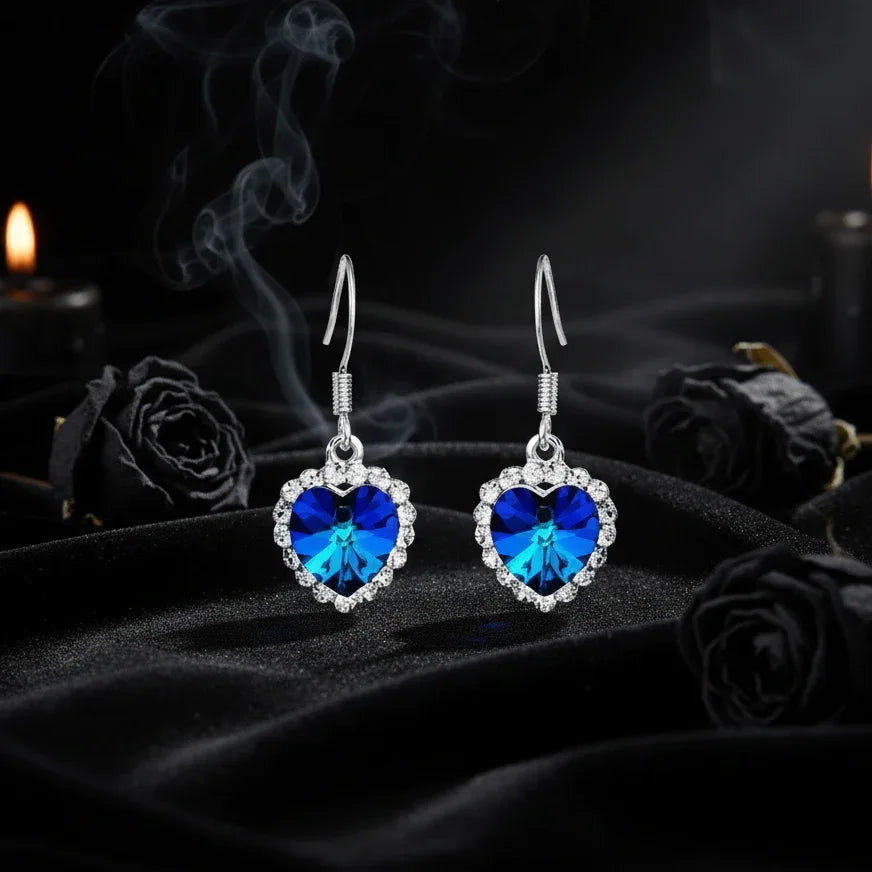 Ocean Heart Earrings - Sorceress Sanctuary Purple-White-sea blue-pink-Royal blue