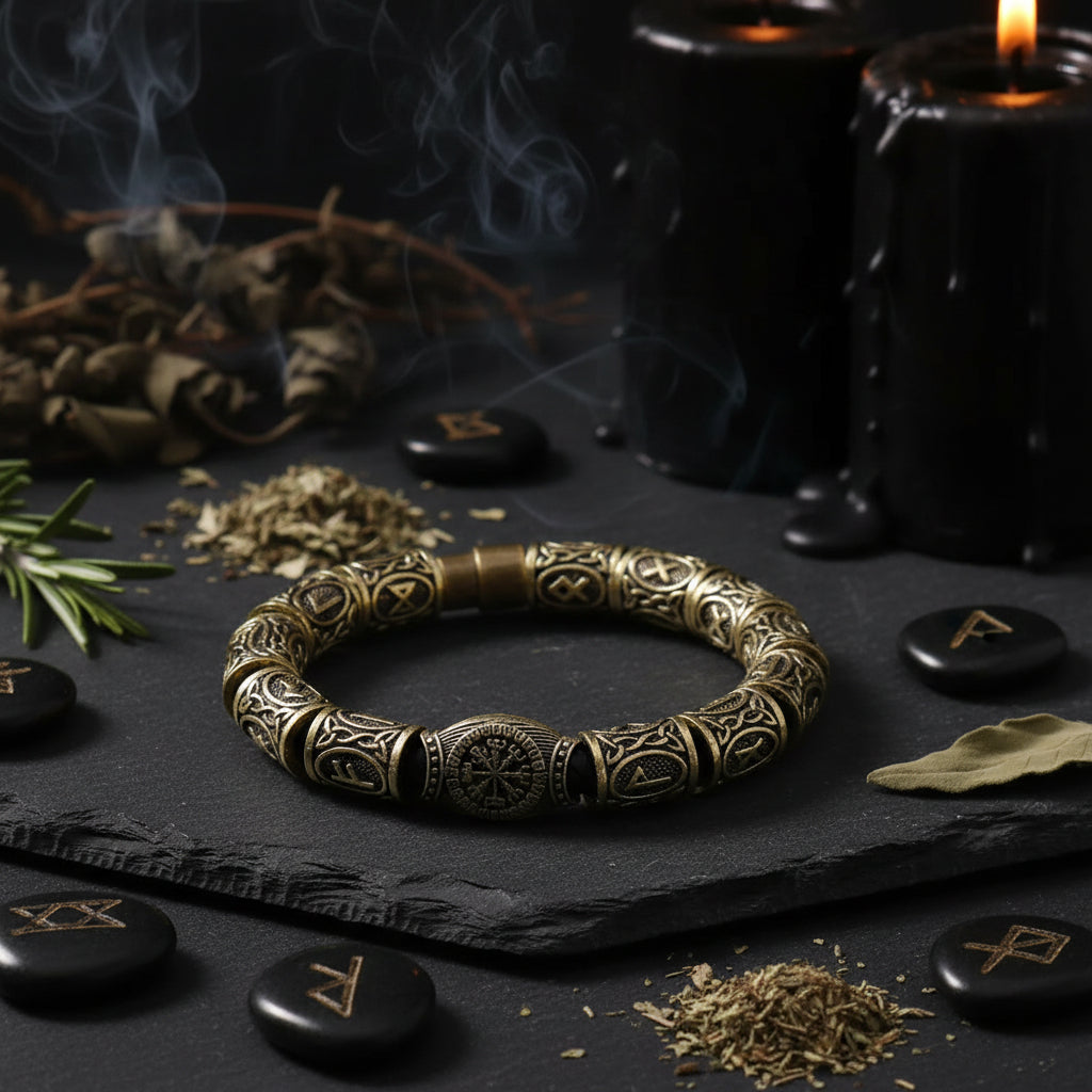 Viking Odin Rune Compass Beard Bead Bracelet Sorceress Sanctuary