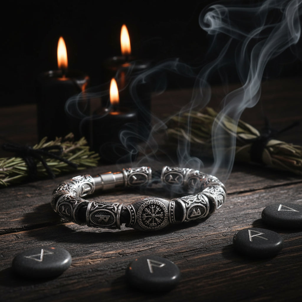Viking Odin Rune Compass Beard Bead Bracelet Sorceress Sanctuary