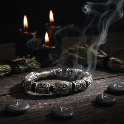 Viking Odin Rune Compass Beard Bead Bracelet Sorceress Sanctuary