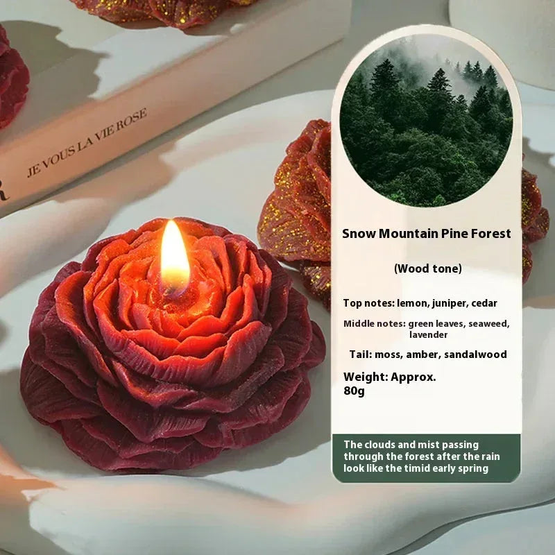 Peony Rose Candle - Sorceress Sanctuary Gardenia-Ebony Rose-Snow Mountain Pine Forest-Peach Oolong-English Pear Freesia