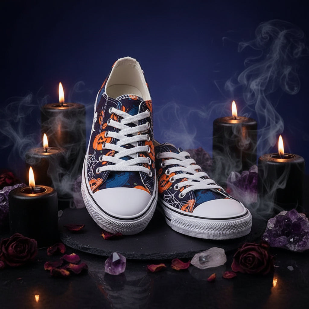Large Halloween Ghost Head Pumpkin 3D Print Low-top Shoes Sorceress Sanctuary