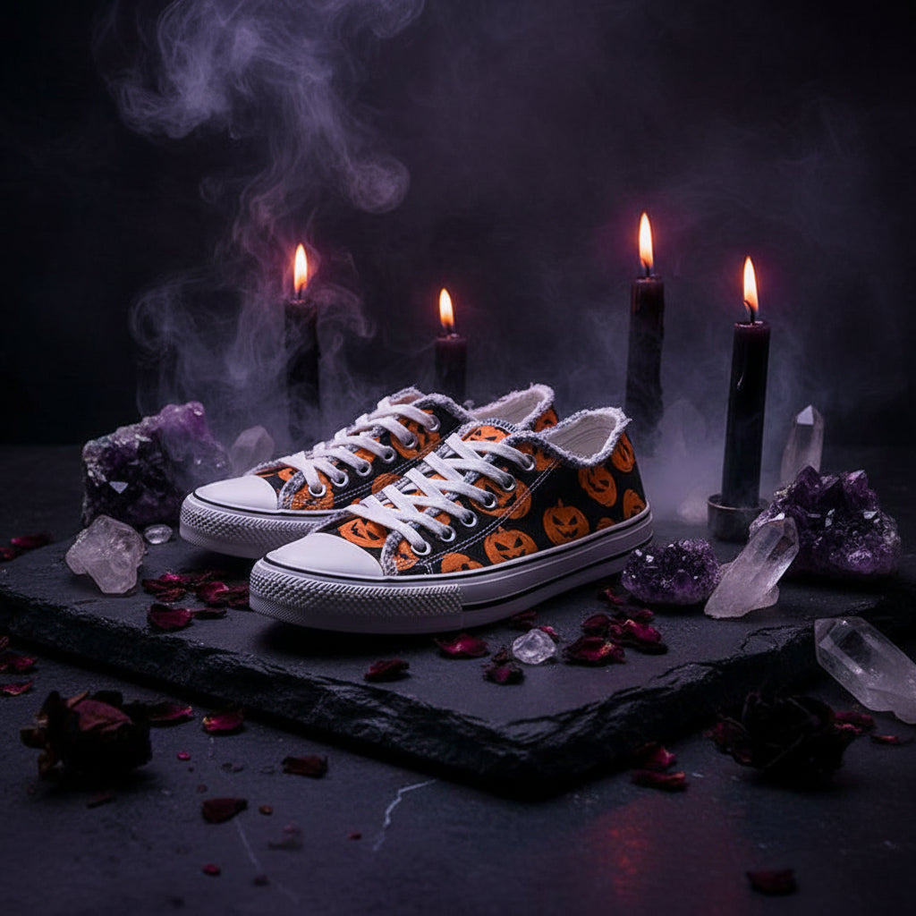Large Halloween Ghost Head Pumpkin 3D Print Low-top Shoes Sorceress Sanctuary