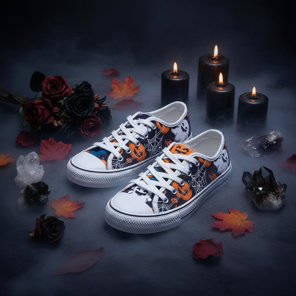 Large Halloween Ghost Head Pumpkin 3D Print Low-top Shoes Sorceress Sanctuary