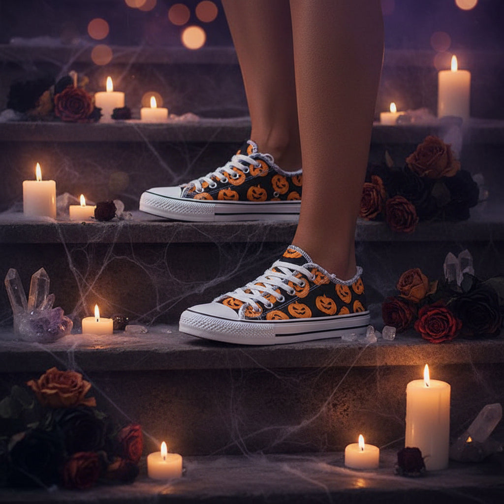 Large Halloween Ghost Head Pumpkin 3D Print Low-top Shoes Sorceress Sanctuary