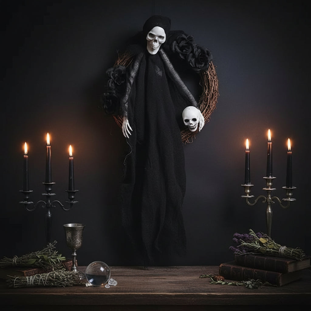 Black and White Ghost Door Hanger - Sorceress Sanctuary White-Black