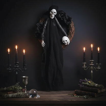 Black and White Ghost Door Hanger - Sorceress Sanctuary White-Black