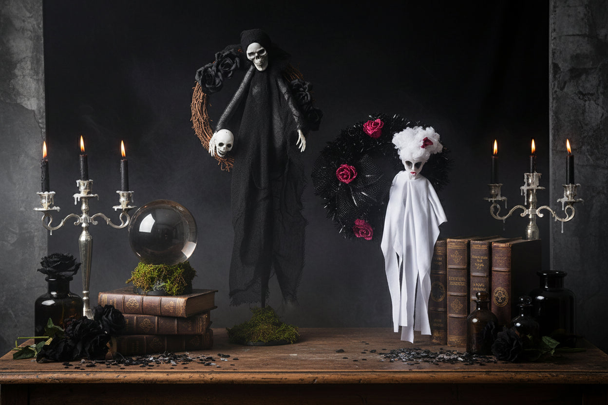 Black and White Ghost Door Hanger - Sorceress Sanctuary White-Black
