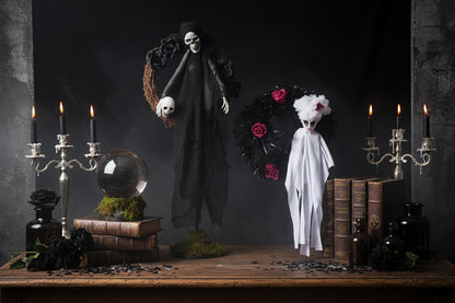 Black and White Ghost Door Hanger - Sorceress Sanctuary White-Black
