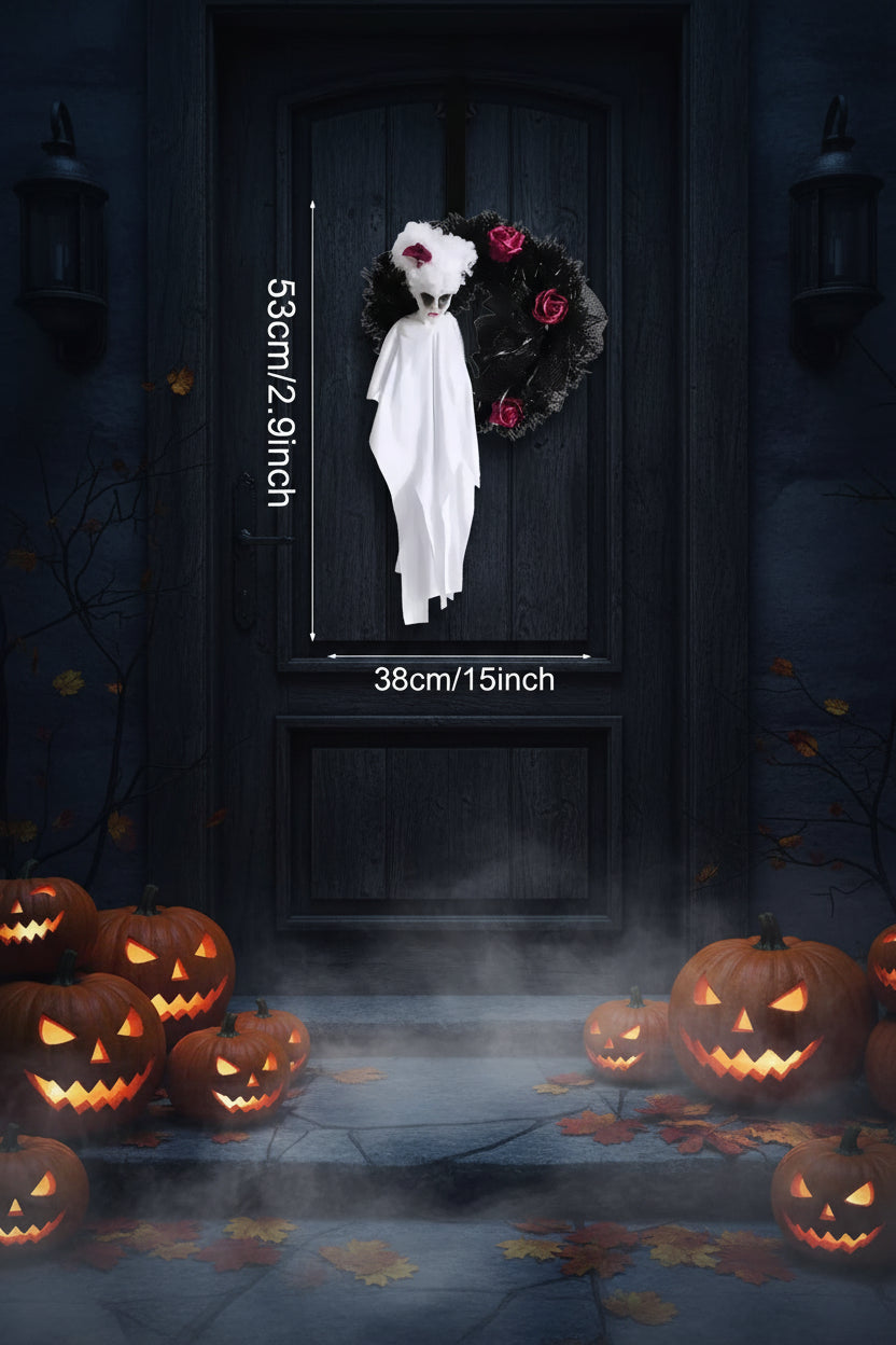 Black and White Ghost Door Hanger - Sorceress Sanctuary White-Black