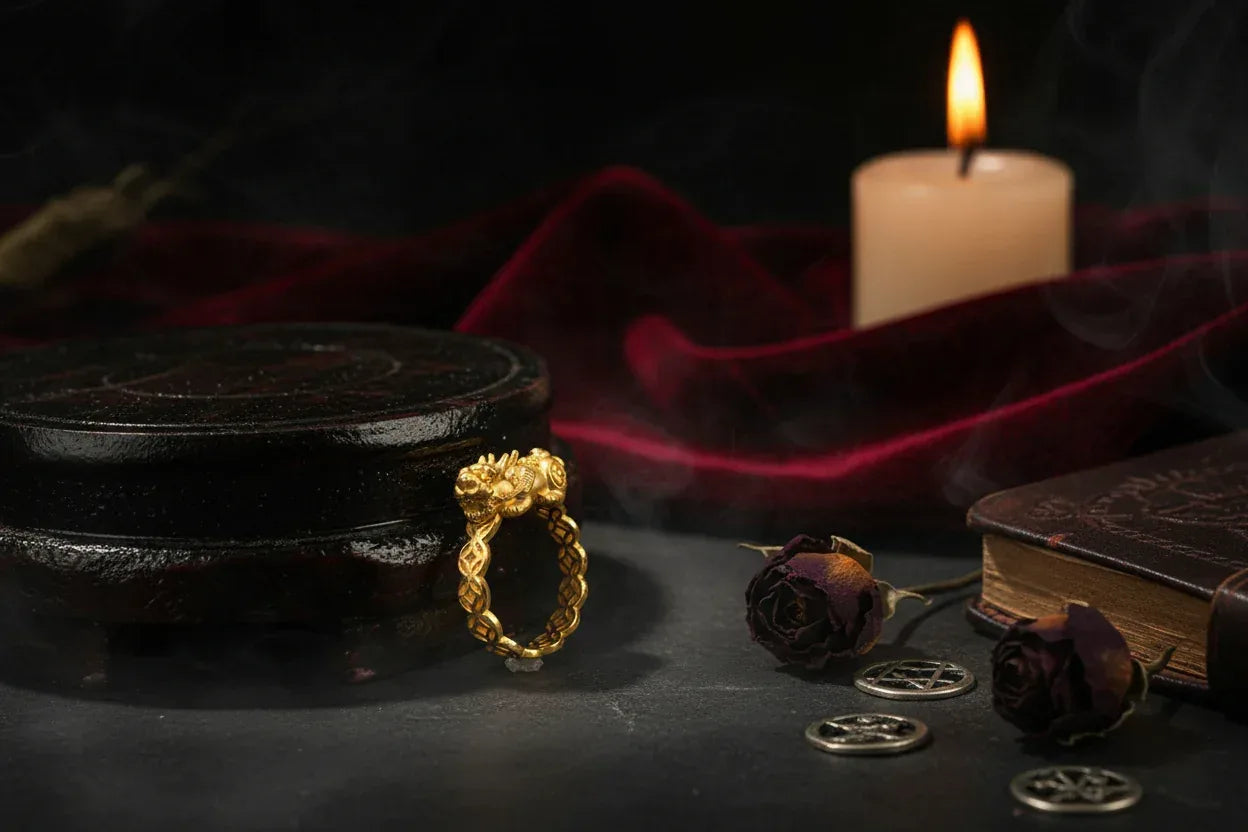 Pixiu Wealth Ring - Sorceress Sanctuary Money Pixiu Ring / Open Adjustable