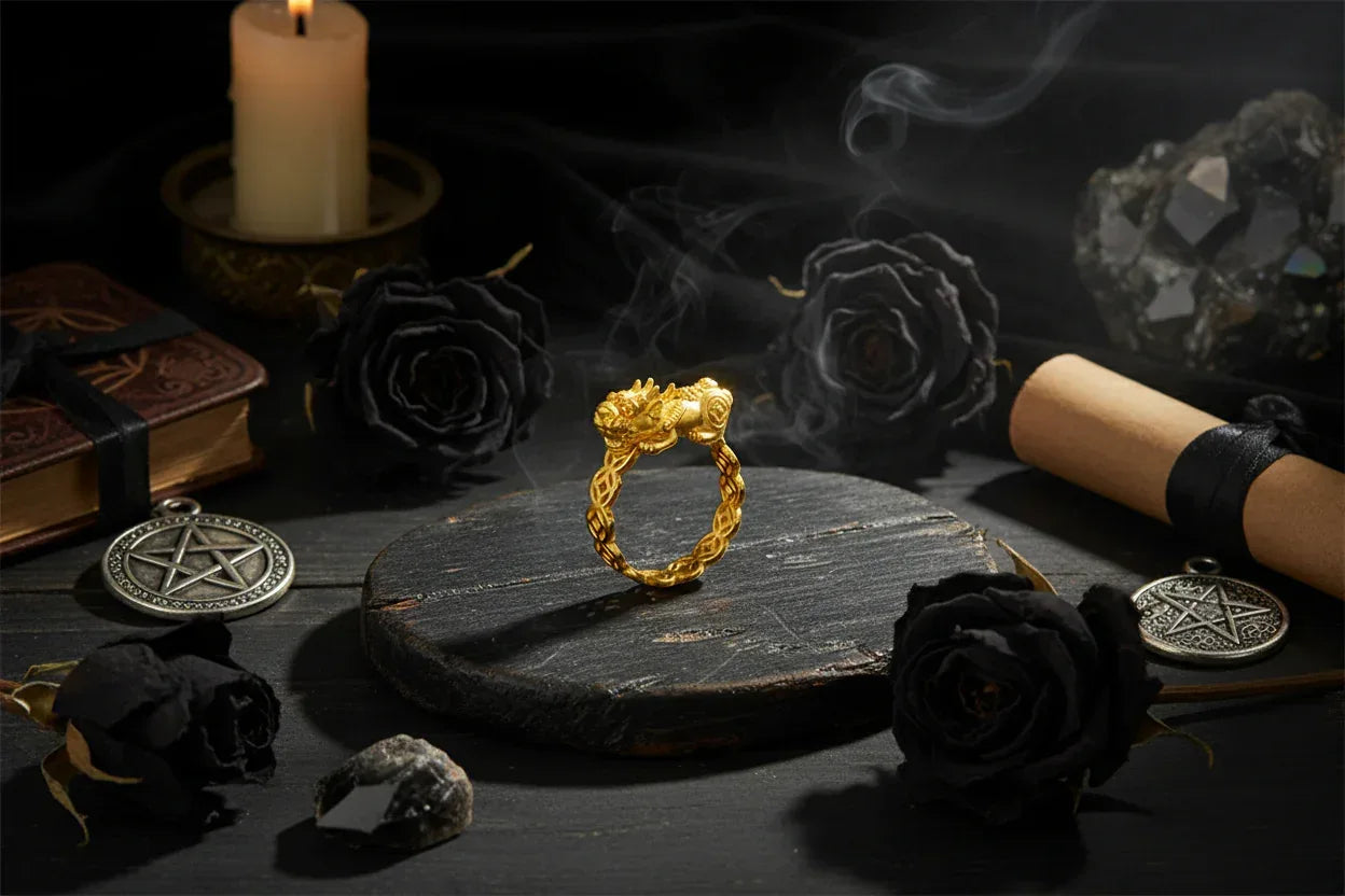 Pixiu Wealth Ring - Sorceress Sanctuary Money Pixiu Ring / Open Adjustable