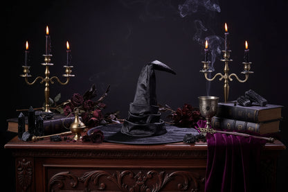Pleated Witch Hat - Sorceress Sanctuary Black Pleated Hat / Free Size-Purple Pleated Hat / Free Size