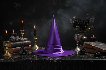 Pleated Witch Hat - Sorceress Sanctuary Black Pleated Hat / Free Size-Purple Pleated Hat / Free Size