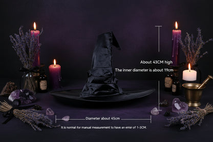 Pleated Witch Hat - Sorceress Sanctuary Black Pleated Hat / Free Size-Purple Pleated Hat / Free Size