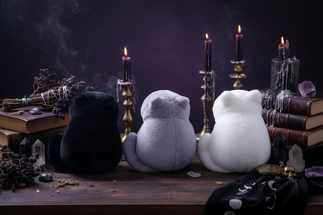 Plush Cat Pillow - Sorceress Sanctuary White-Black-Grey