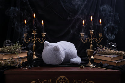 Plush Cat Pillow - Sorceress Sanctuary White-Black-Grey