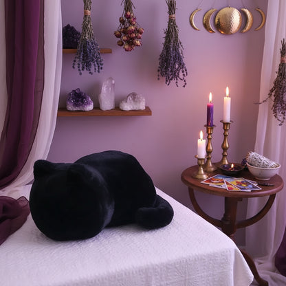 Plush Cat Pillow - Sorceress Sanctuary White-Black-Grey