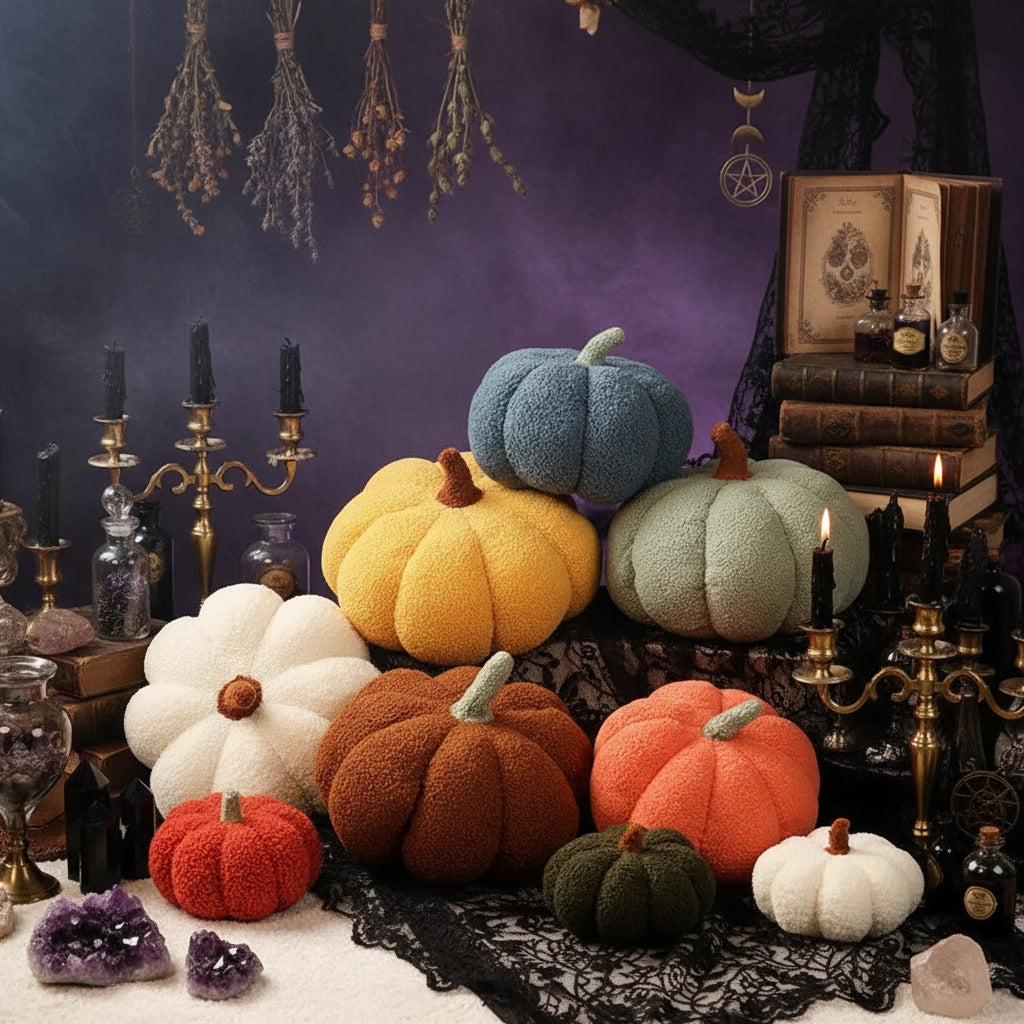 Plush Pumpkin Pillow - Sorceress Sanctuary Yellow / 23cm-Pea Green Color / 23cm-Coffee / 23cm-Blue / 23cm-Dark Green / 23cm