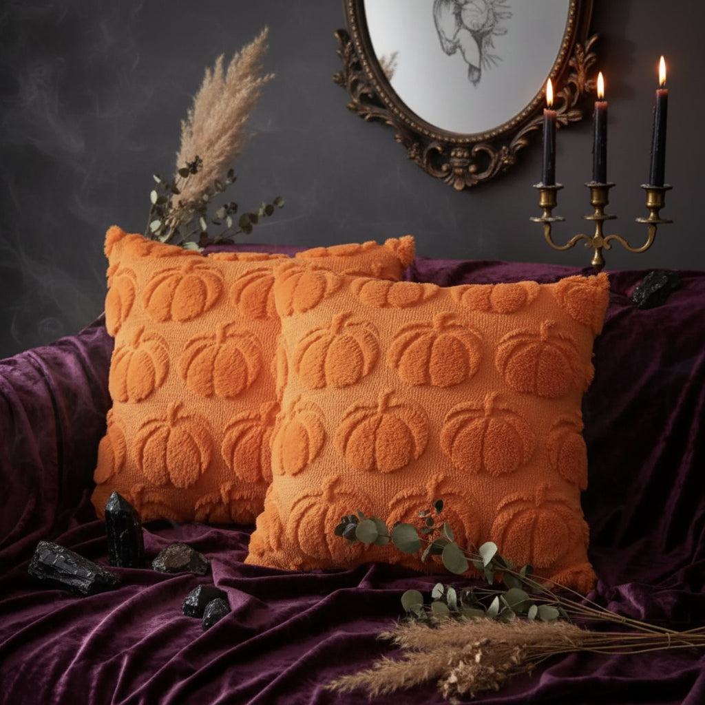 Plush Pumpkin Pillows - Sorceress Sanctuary Dark Orange1PCs-Dark Orange2PCs-Light Orange1PCs-Light Orange2PCs-White1PCs