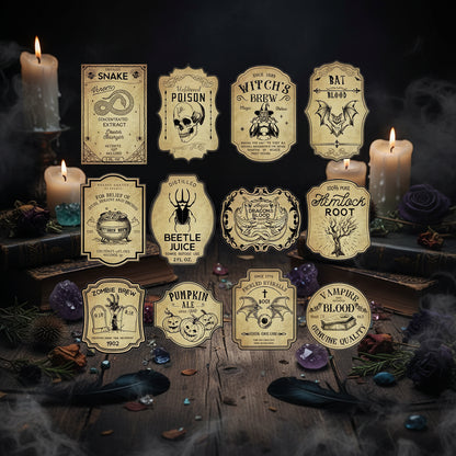 Potion Bottle Stickers - Sorceress Sanctuary Brown / 12pcs